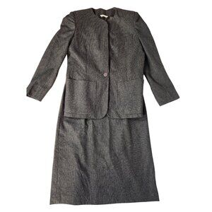 Vintage HaberdasHer Women's Gray Pinstripe Power 2 Piece Wool Suit US7/9